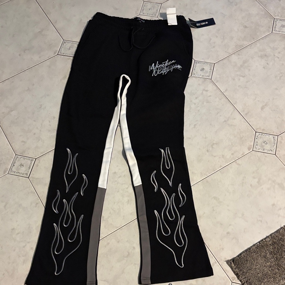 Black Graphic Sweatpants
